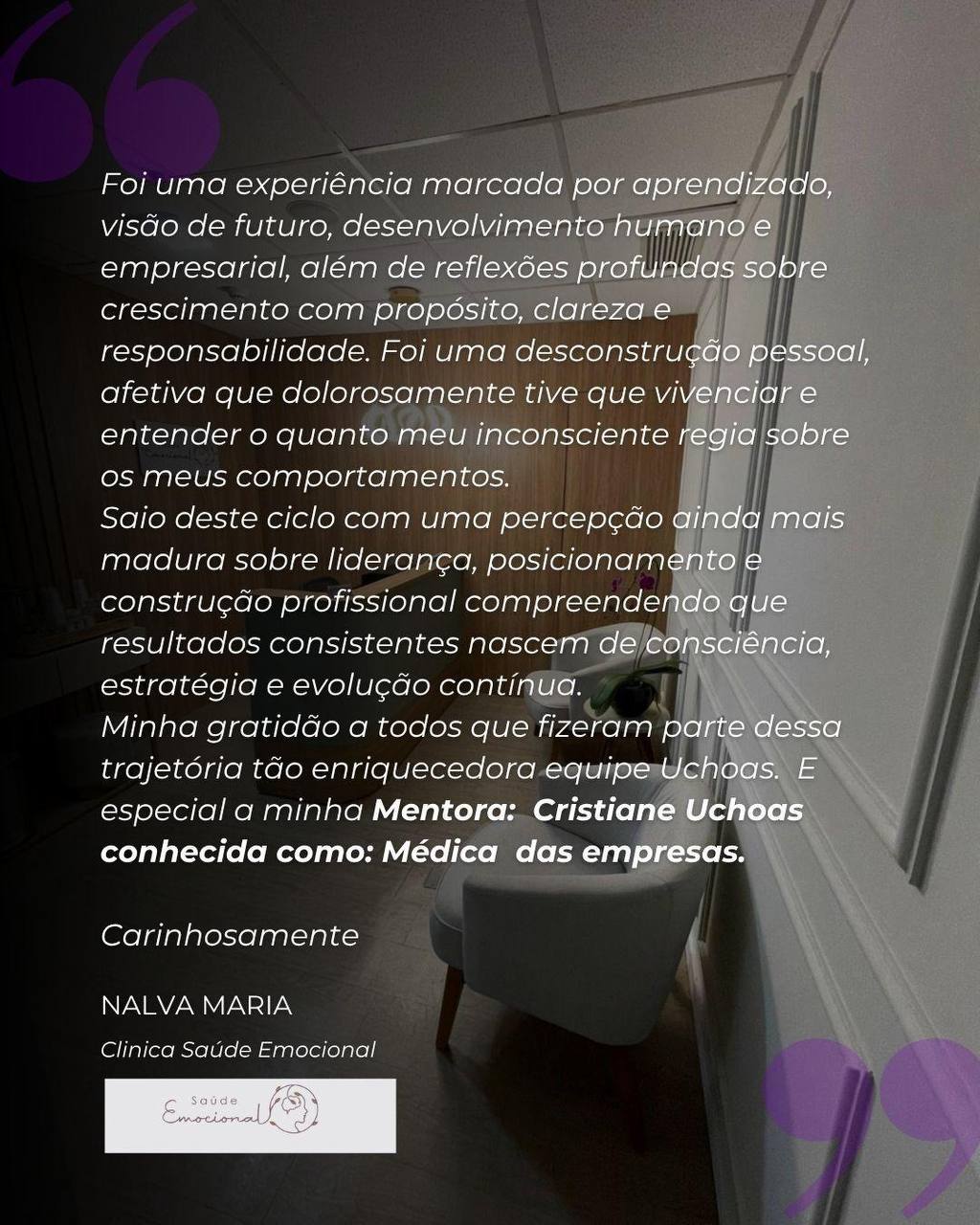 Depoimento, Nalva Maria, Clínica Saúde Emocional